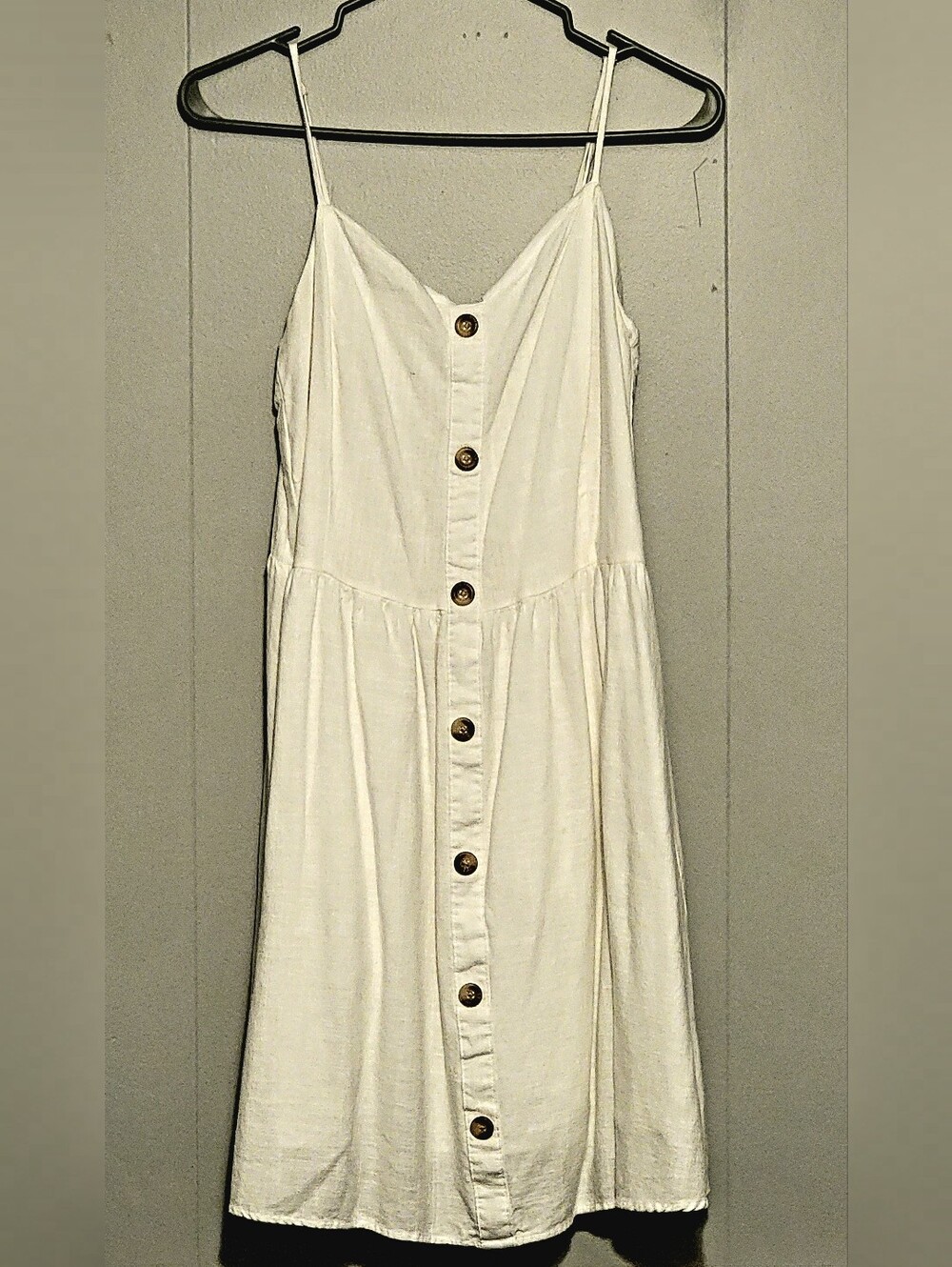 White Button-Front Spaghetti Strap Sundress Size XL